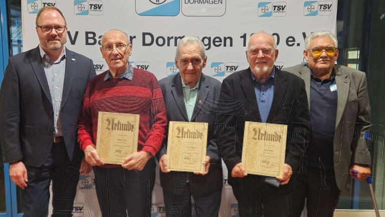 Bild (TSV), v.l.n.r.: André van Broich, Walter Meier, Fritz Rottländer, Horst Körfer und Karl-Josef Ellrich