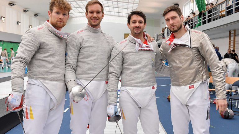 Foto: Das Dormagener Quartett für Olympia - v.l.n.r. Hübers, Wagner, Szabo, Hartung - Quelle: Team Bizzi Fotografie