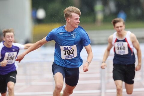 Ben Aschhoff beim Zieleinlauf in Rostock. (Copyright: TSV Bayer Dormagen)